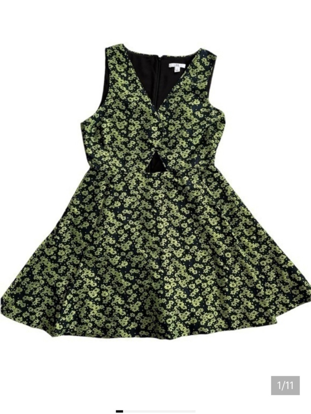 Zac Posen Pleated Floral cut out dress